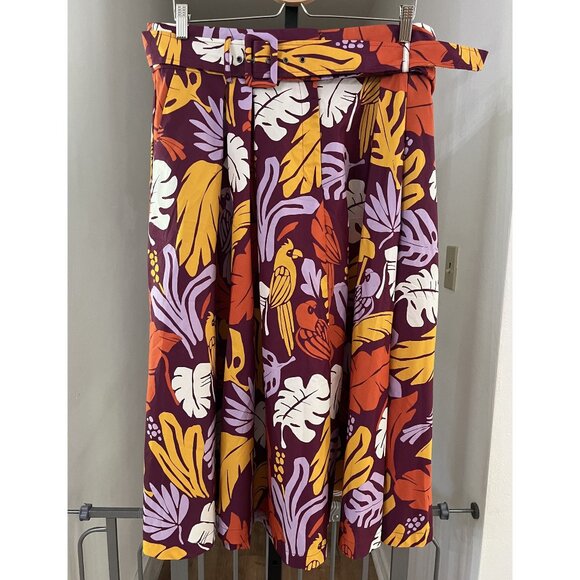 NWT Worthington  Maxi Skirt Palm Leaf Parrot Purple Orange Gold Long Skirt - Picture 1 of 11
